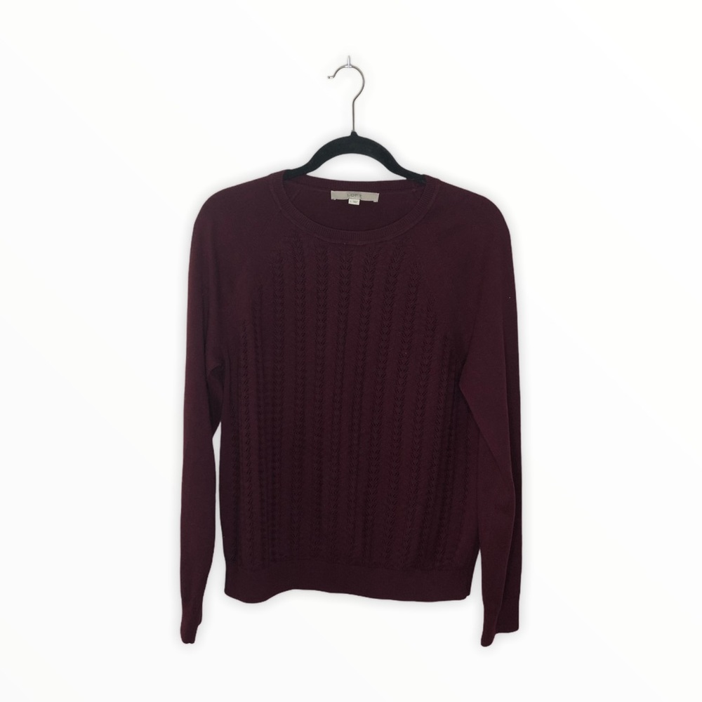 Ann Taylor LOFT Maroon Knit Pullover Sweater Sz L